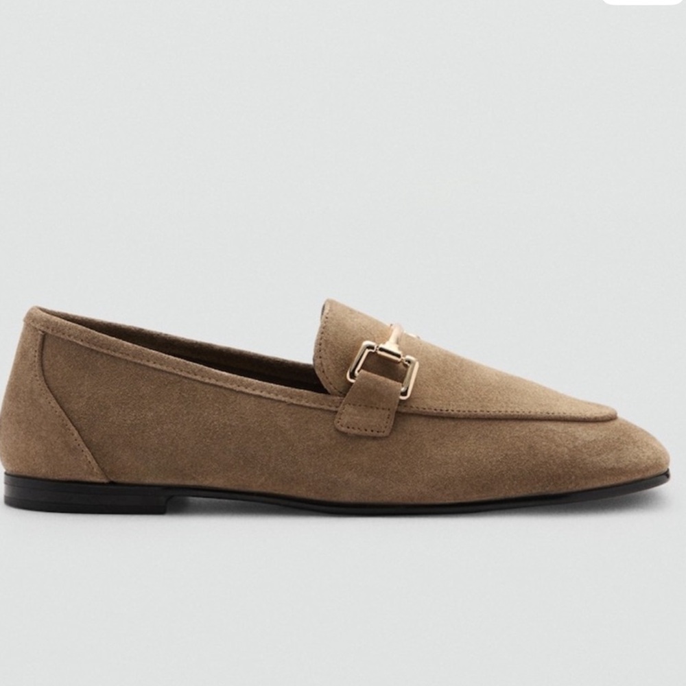 Mango MNG Tan Suede leather Loafers with Gold Accent; size 38 ( US 7.5); NWT - Picture 2 of 11